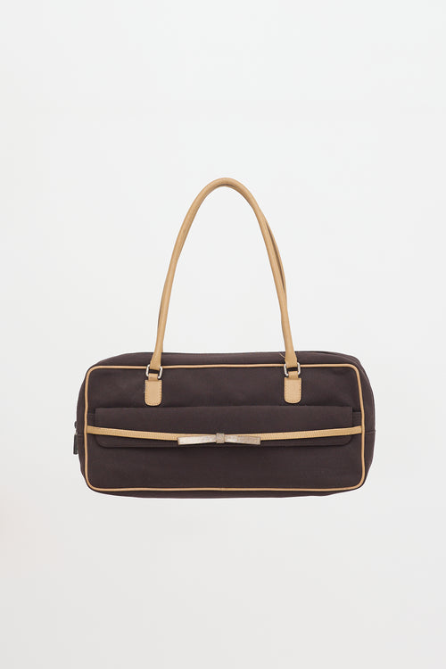 Miu Miu Vintage Leather & Twill Shoulder Bag