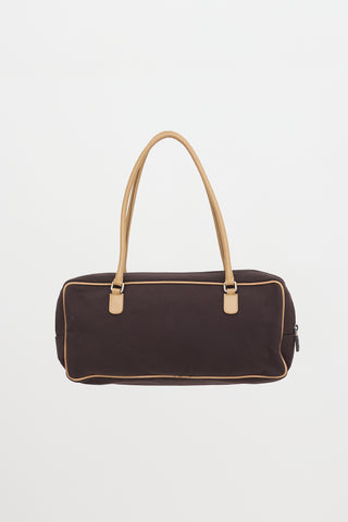 Miu Miu Vintage Leather & Twill Shoulder Bag