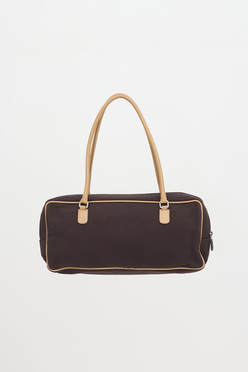 Miu Miu Vintage Leather & Twill Shoulder Bag