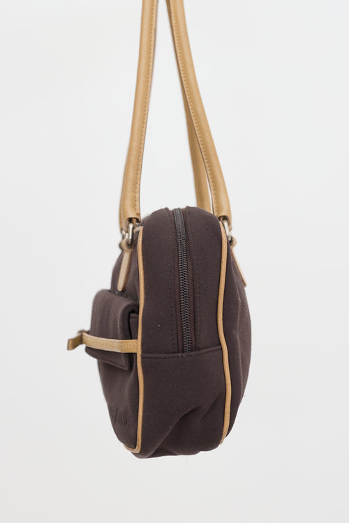 Miu Miu Vintage Leather & Twill Shoulder Bag
