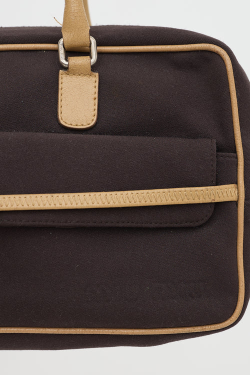 Miu Miu Vintage Leather & Twill Shoulder Bag