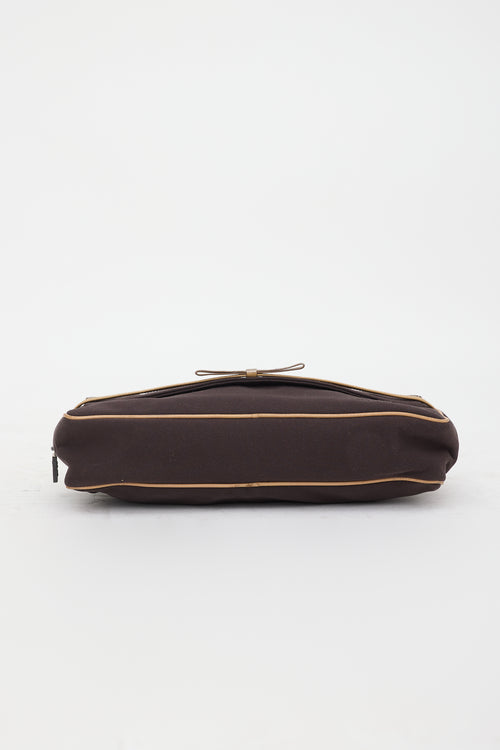 Miu Miu Vintage Leather & Twill Shoulder Bag