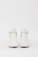 Miu Miu White Leather Buckled Strap Boot