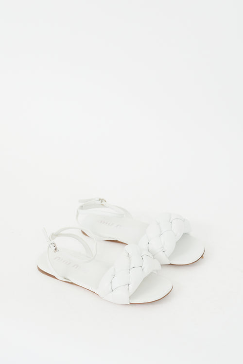 Miu Miu White Padded Quilted Leather Sandal