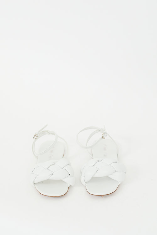 Miu Miu White Padded Quilted Leather Sandal