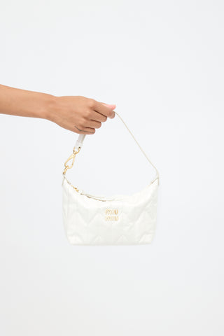 Miu Miu White Re-Nylon Small Spirit Ciré Zip Bag