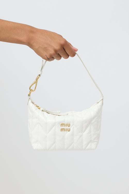 Miu Miu White Re-Nylon Small Spirit Ciré Zip Bag