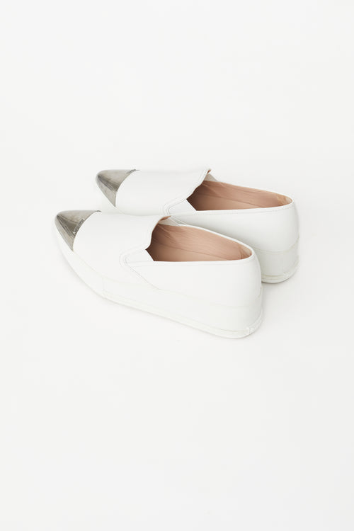 Miu Miu White Leather Platform Sneaker