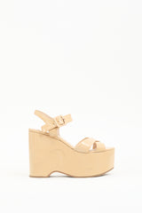 Miu Miu Beige Patent Leather Platform Sandal