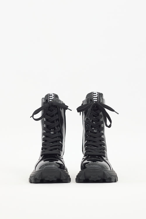 Miu Miu Black Patent Leather Platform Boot