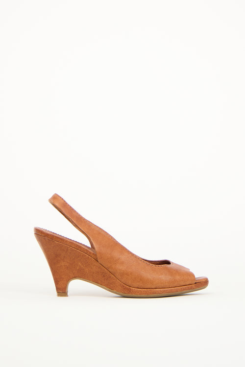 Miu Miu Brown Leather Slingback Heel