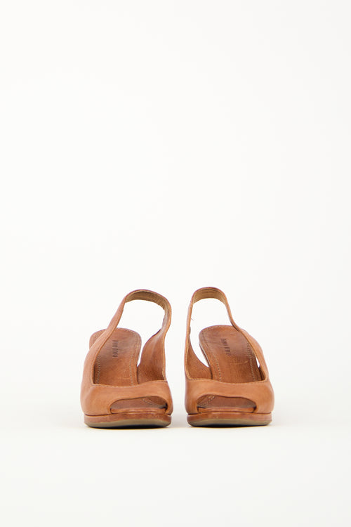 Miu Miu Brown Leather Slingback Heel