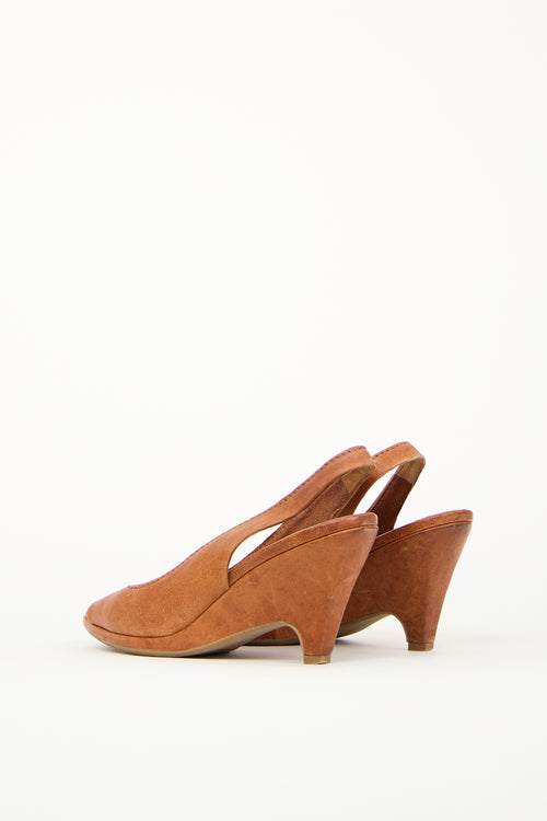 Miu Miu Brown Leather Slingback Heel