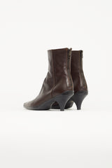 Miu Miu Brown Leather Pointed Toe Boot