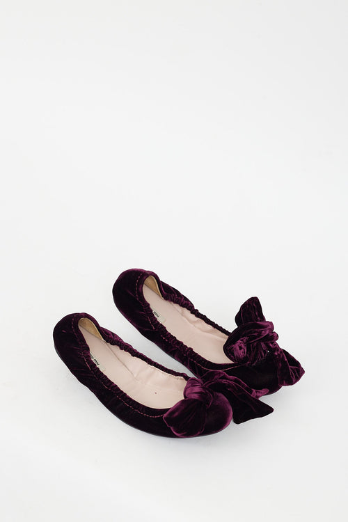 Miu Miu Purple Velvet Elasticized Ballet Flat