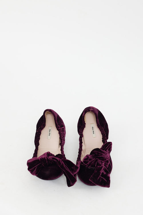 Miu Miu Purple Velvet Elasticized Ballet Flat
