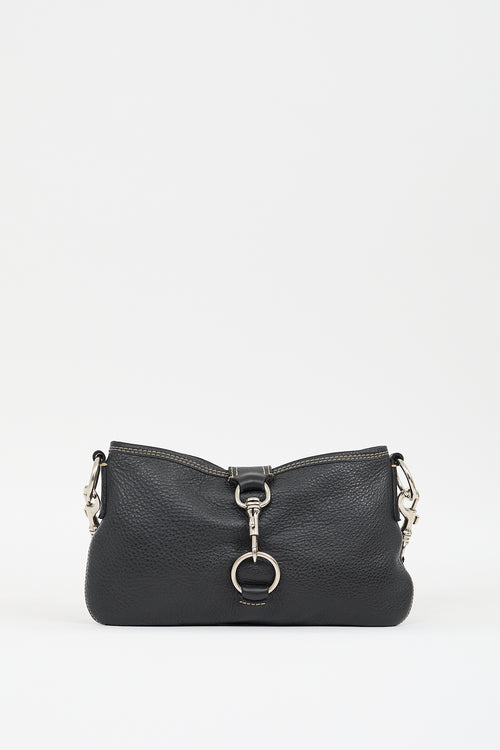 Miu Miu Black Leather Clasp Shoulder Bag