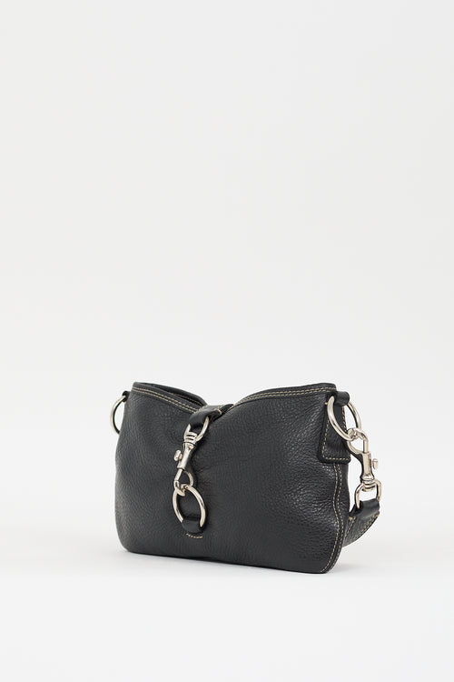 Miu Miu Black Leather Clasp Shoulder Bag