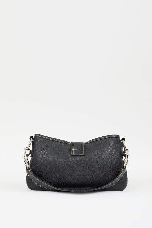 Miu Miu Black Leather Clasp Shoulder Bag