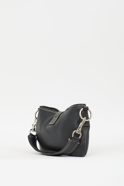 Miu Miu Black Leather Clasp Shoulder Bag