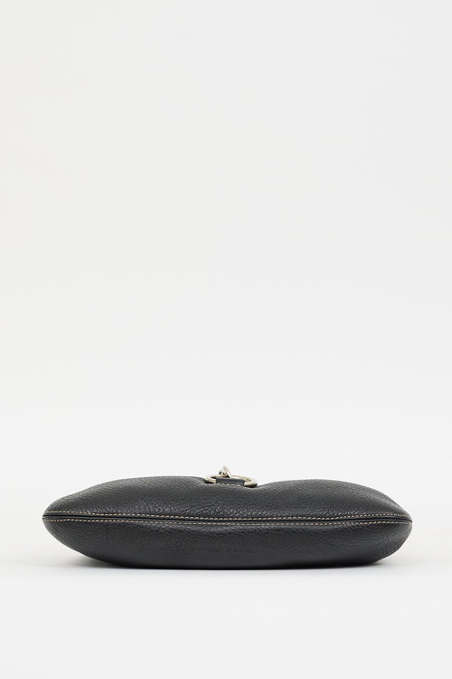 Miu Miu Black Leather Clasp Shoulder Bag