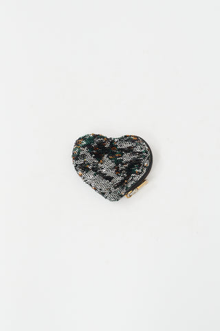 Miu Miu Black & Multi Sequin Heart Coin Pouch