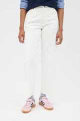 Miu Miu White Wide Leg Logo Jeans