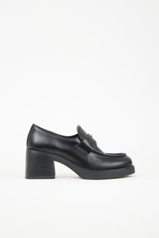 Miu Miu Leather Penny Heeled Loafer
