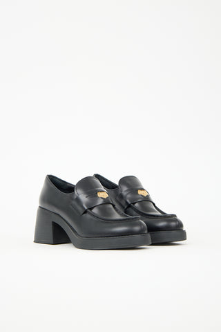 Miu Miu Leather Penny Heeled Loafer