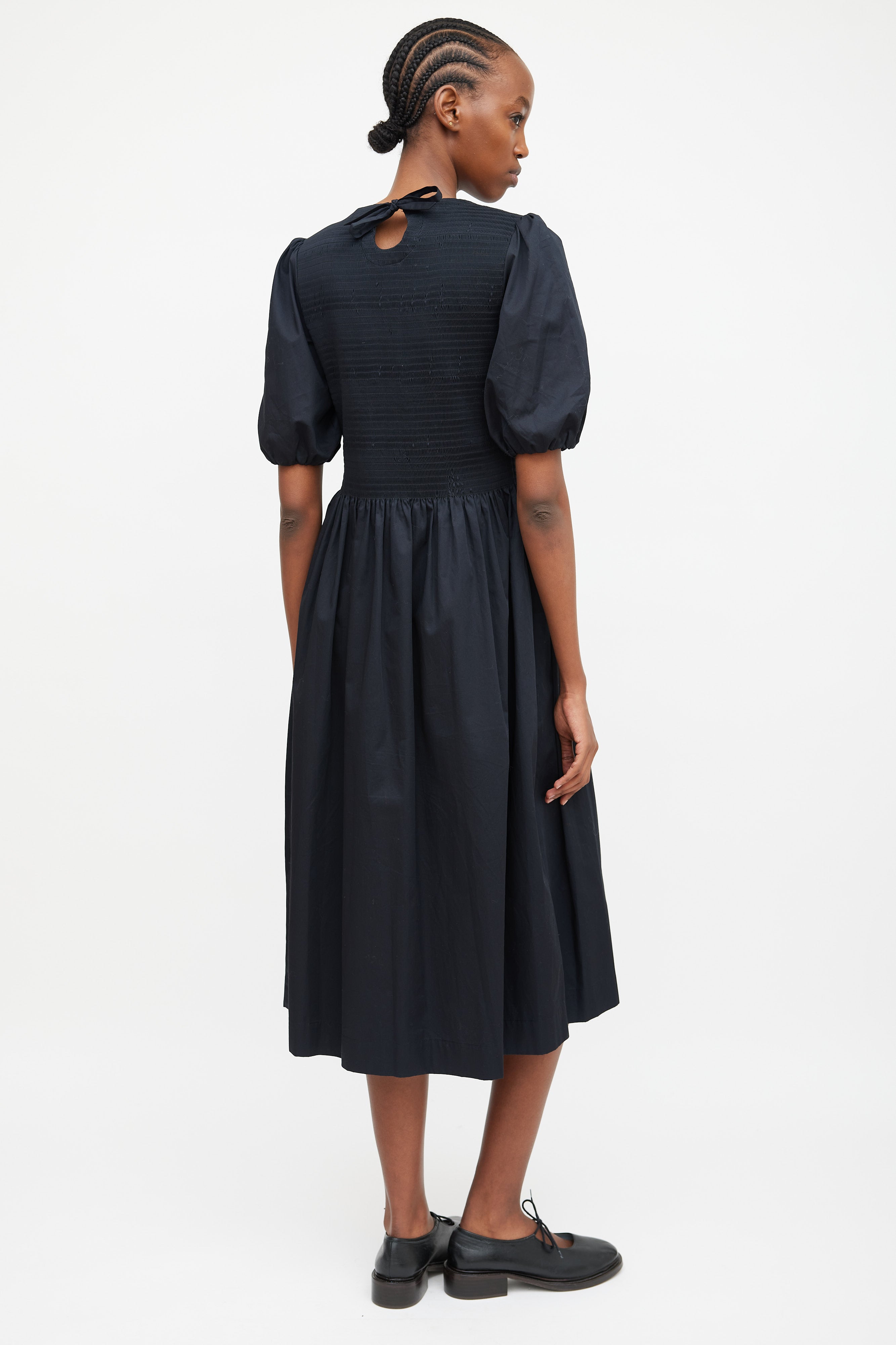 molly goddard black dress Molly Goddard - Susanne shirred taffeta mini dress