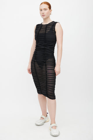 Molly Goddard Black Ruched Sheer Dress