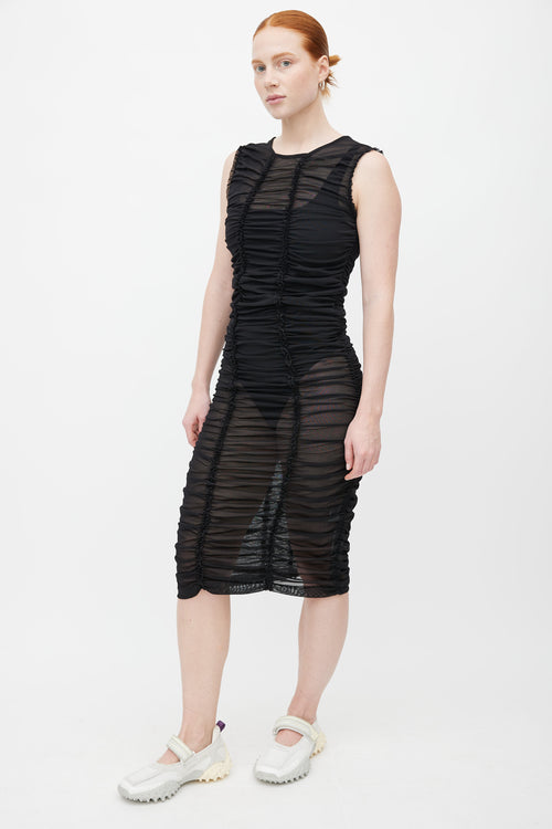 Molly Goddard Black Ruched Sheer Dress