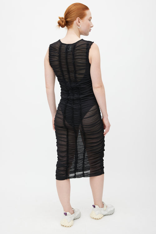 Molly Goddard Black Ruched Sheer Dress