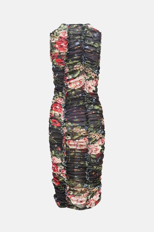 Molly Goddard Mesh Floral Ruched Dress
