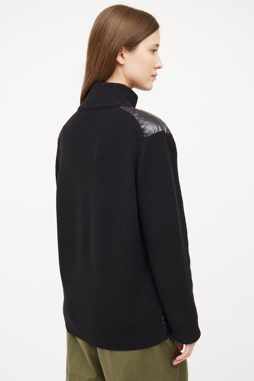 Moncler Black Padded Wool Cardigan