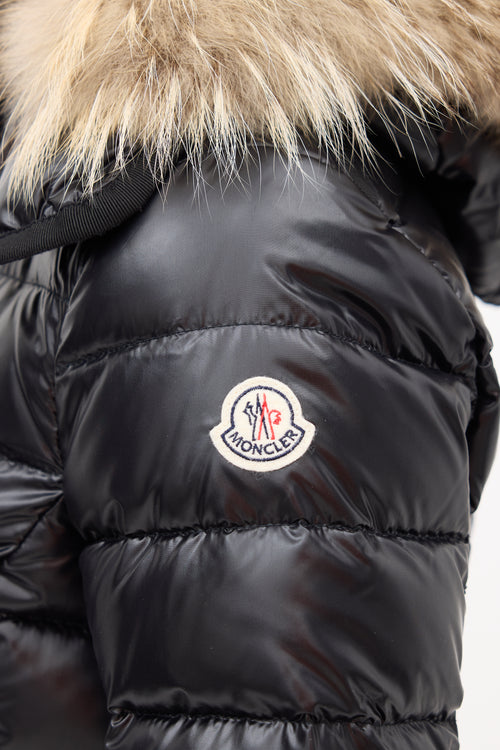 Moncler Black Down & Fur Trim Armoise Puffer Jacket