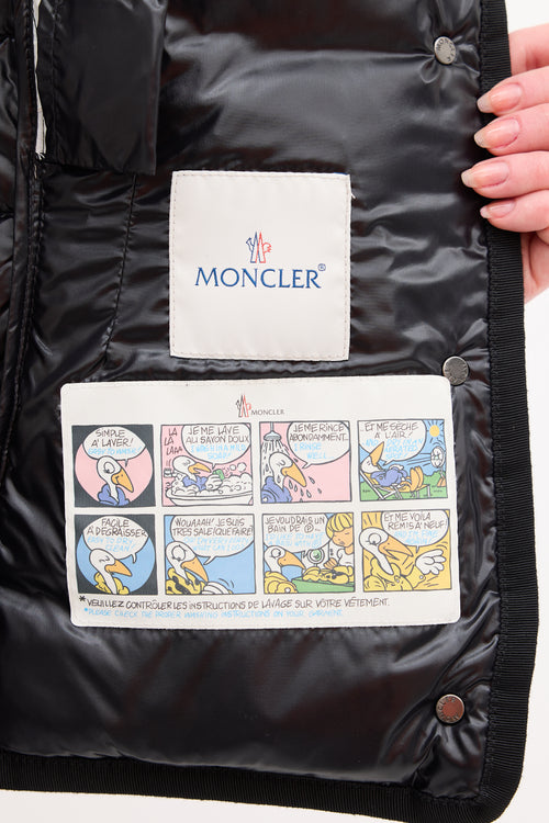 Moncler Black Down & Fur Trim Armoise Puffer Jacket