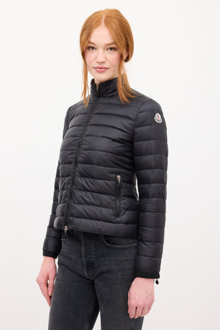 Moncler Black Down & Nylon Haru Ruffled Puffer Jacket