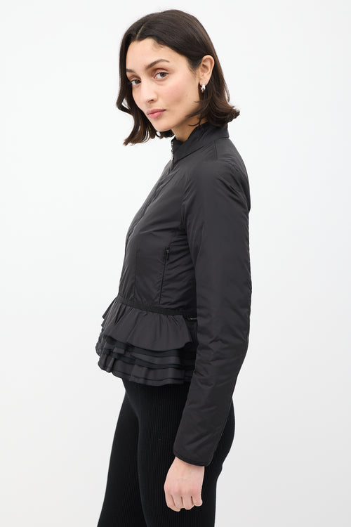 Moncler Black Down & Nylon Ruffle Jacket