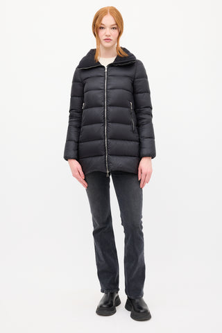 Moncler Black Down & Wool Collar Torcyn Puffer Jacket