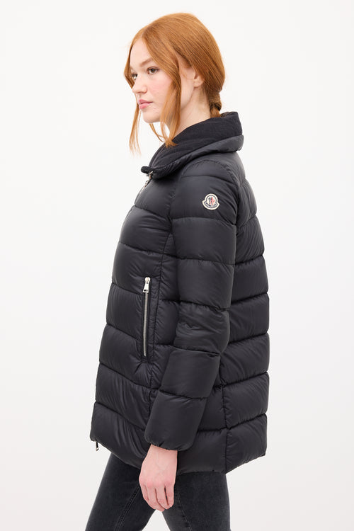 Moncler Black Down & Wool Collar Torcyn Puffer Jacket