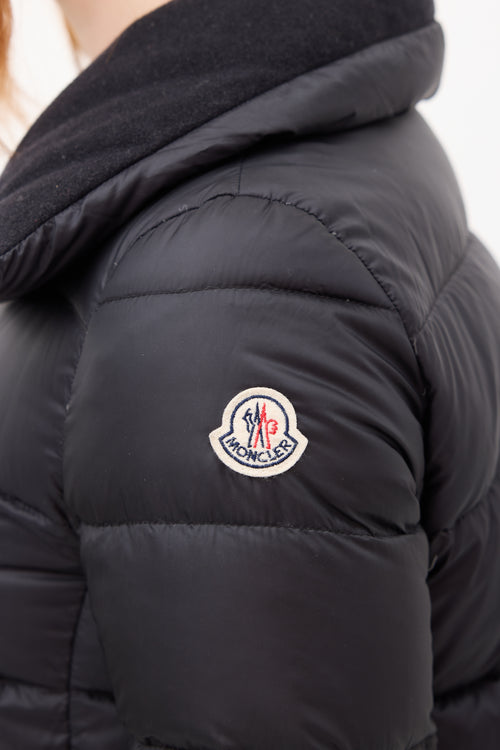 Moncler Black Down & Wool Collar Torcyn Puffer Jacket