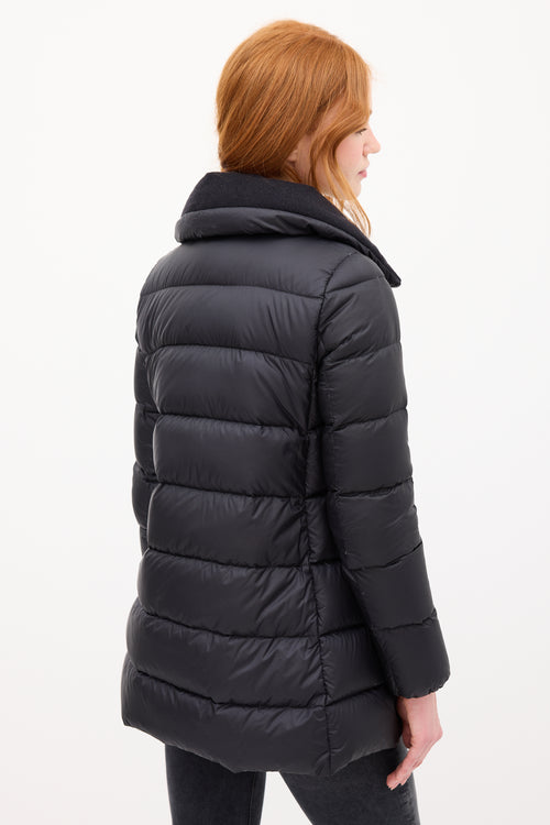 Moncler Black Down & Wool Collar Torcyn Puffer Jacket