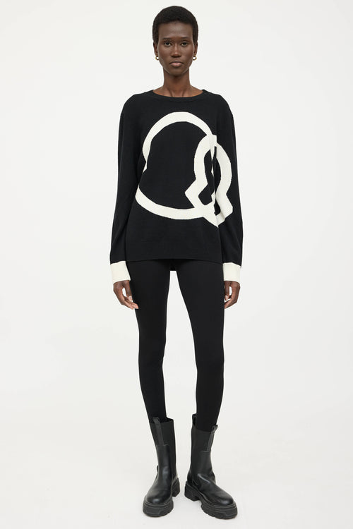 Moncler Wool Girocollo Knit Logo Sweater