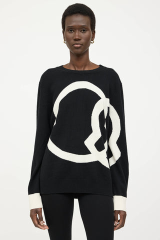 Moncler Wool Girocollo Knit Logo Sweater