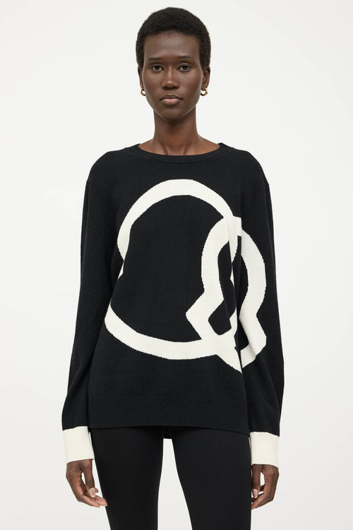 Moncler Wool Girocollo Knit Logo Sweater