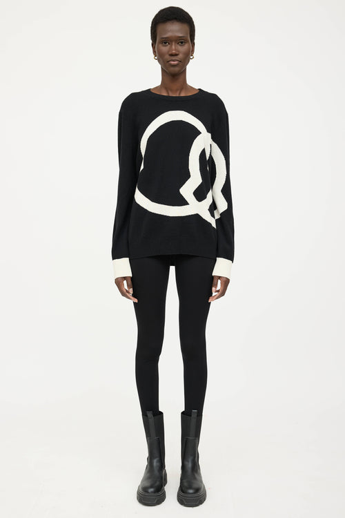 Moncler Wool Girocollo Knit Logo Sweater