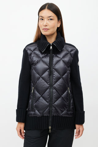 Moncler Black Knit Quilted Down Jacket