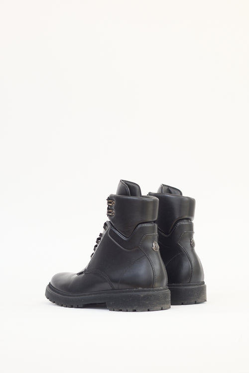 Moncler Black Leather Patty Combat Boot