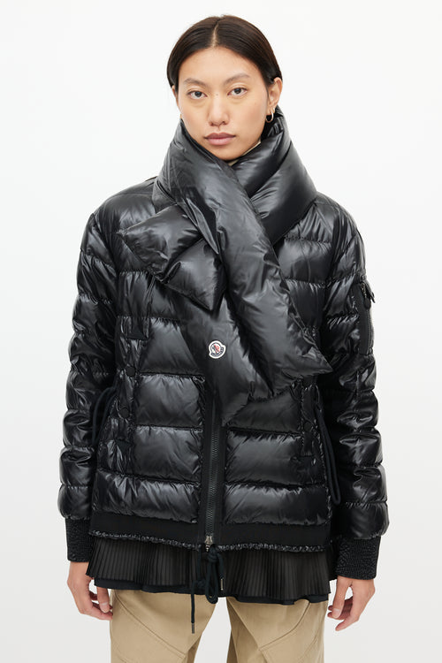 Moncler Black Lucy Scarf Puffer Down Jacket